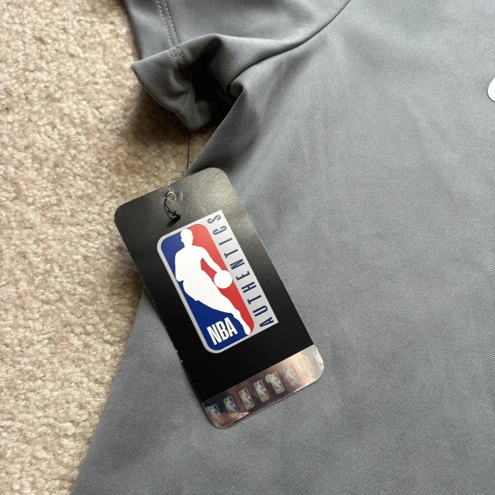 NWT Chicago Bulls Nike Polo Shirt Womens Large Gray NBA Basketball Dri‎ Fit Top